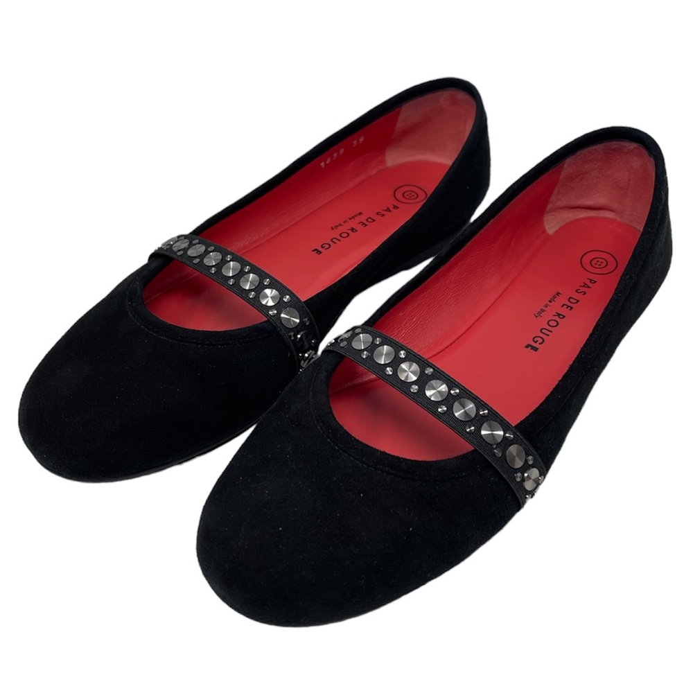 Pas De Rouge Black Suede Dafne Embellished Mary Jane Flats